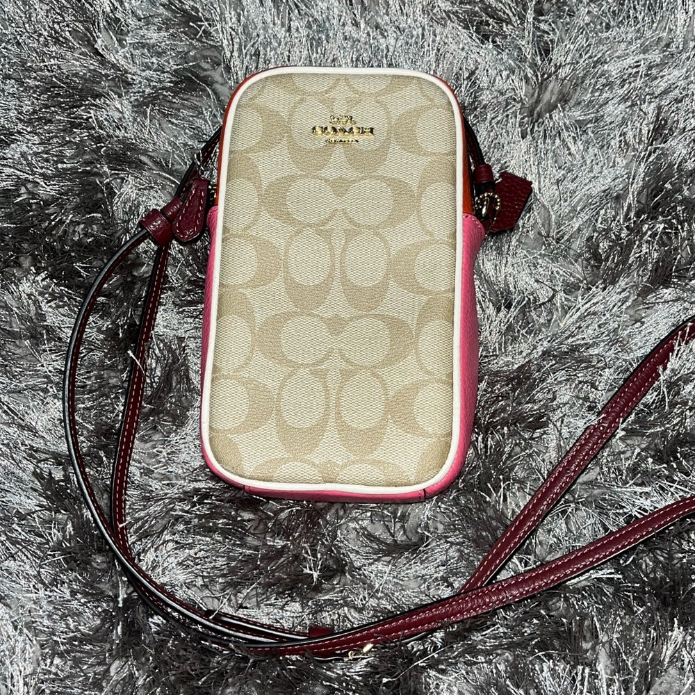 Coach Vertical Crossbody in khaki signature canvas